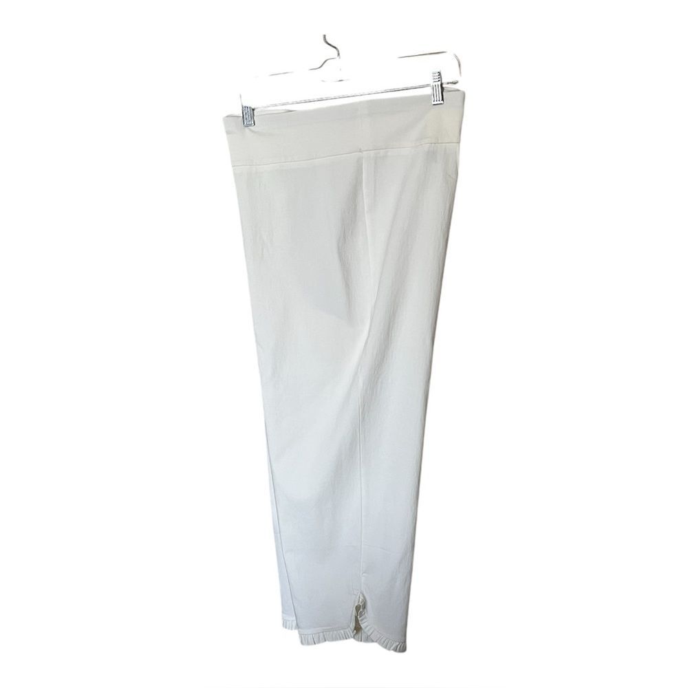 Nina Leonard Creamy/Ivory Pull-On Flat Front Ruffle Hem Cropped Pants Size 2X